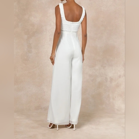 Lulus Majorly Iconic White Swiss Dot Ruffled Lace-up Sleeveless Braided Jumpsuit - Picture 3 of 15